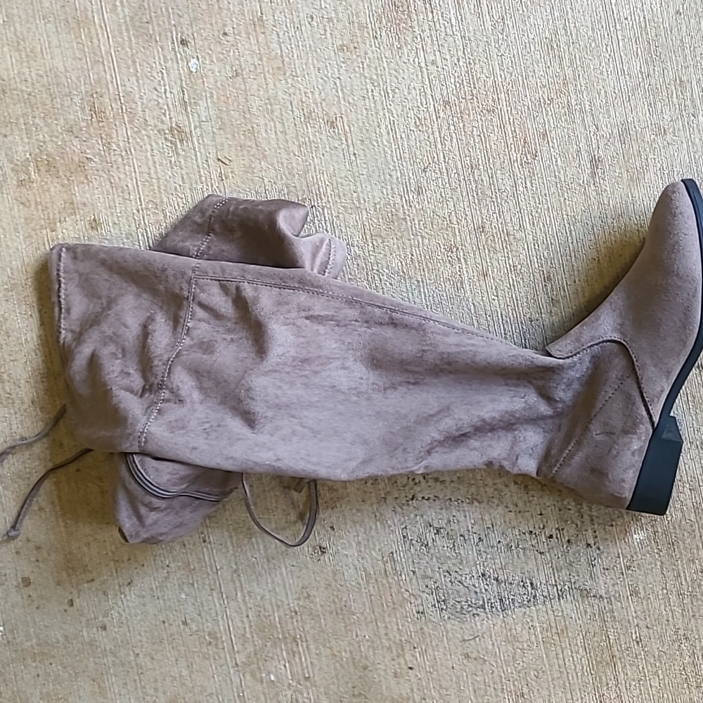 Suede tan over knee boots